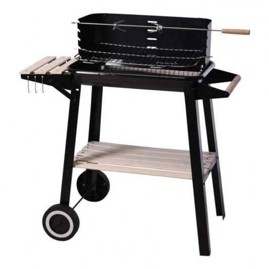 barbecue a carbone con ruote colore nero