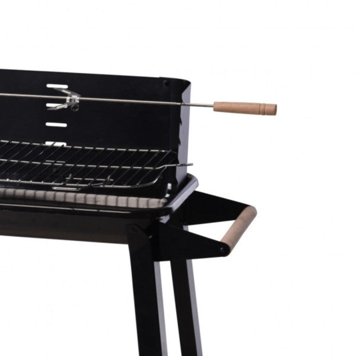 barbecue a carbone con ruote colore nero maniglia