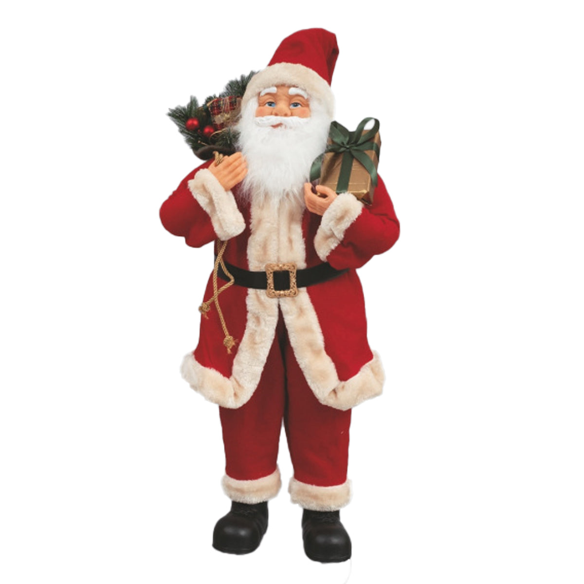 Babbo Natale fisso 90 cm con vestito rosso e sacco doni