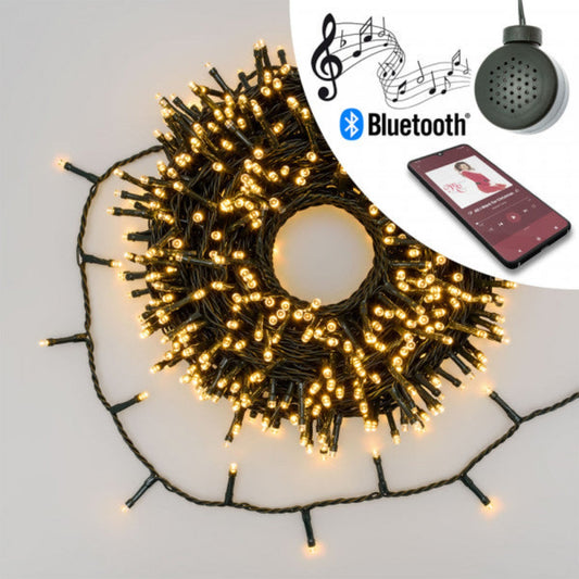 Luci di Natale per interni ed esterni 600 LED 30,5mt con speaker bluetooth Lotti