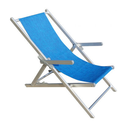 Sdraio da mare pieghevole in alluminio con braccioli 40x23x106 cm