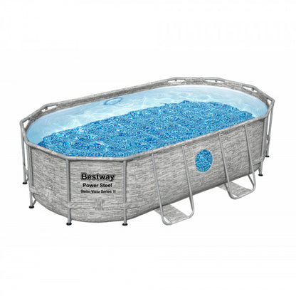 Piscina Swim Vista II ovale con oblò Bestway 56714 con accessori 427x250x100 cm