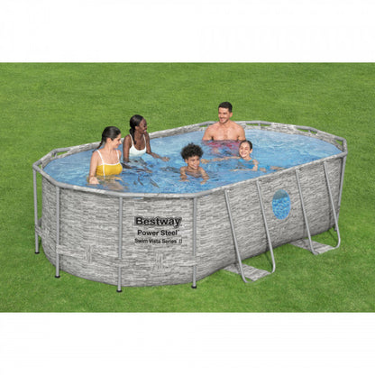 Piscina Swim Vista II ovale con oblò Bestway 56714 con accessori 427x250x100 cm