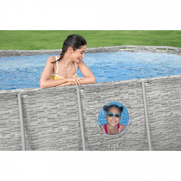 Piscina Swim Vista II ovale con oblò Bestway 56714 con accessori 427x250x100 cm