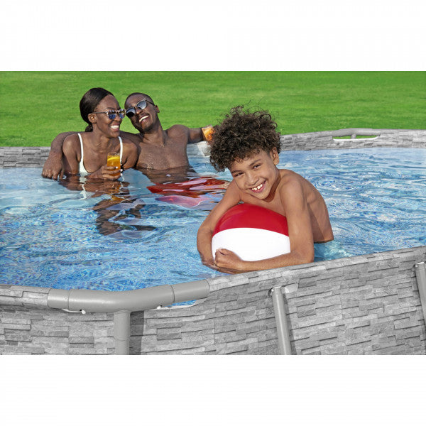 Piscina Swim Vista II ovale con oblò Bestway 56714 con accessori 427x250x100 cm