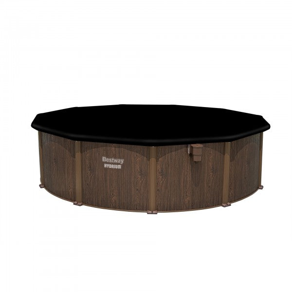 Piscina fuori terra Hydrium tonda effetto legno Bestway  561CU con accessori 490x130 cm