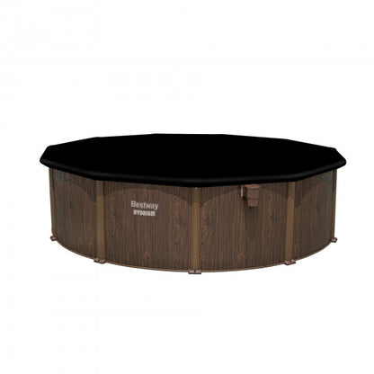 Piscina fuori terra Hydrium tonda effetto legno Bestway  561CU con accessori 490x130 cm