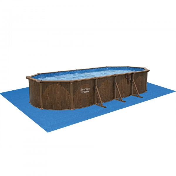 Piscina fuori terra Hydrium ovale effetto legno Bestway 561CW  con accessori 732x366x132 cm