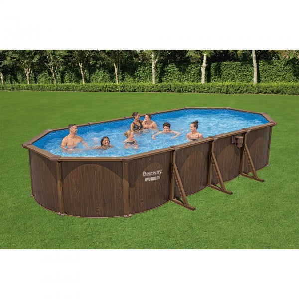 Piscina fuori terra Hydrium ovale effetto legno Bestway 561CW  con accessori 732x366x132 cm