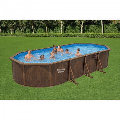 Piscina fuori terra Hydrium ovale effetto legno Bestway 561CW  con accessori 732x366x132 cm