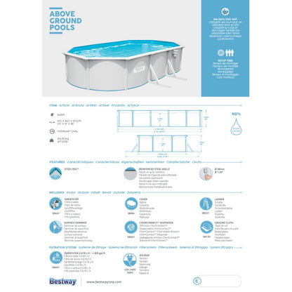 Piscina Hydrium ovale Bestway 56369 con accessori 610x360x120 cm