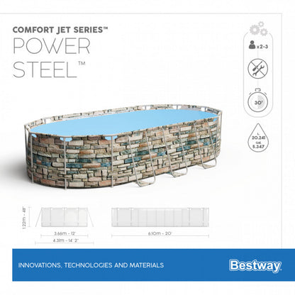 Piscina fuori terra Confort effetto piastrelle Bestway 56719 con accessori 610x366x122 cm