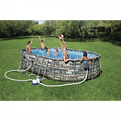Piscina fuori terra Confort effetto piastrelle Bestway 56719 con accessori 610x366x122 cm