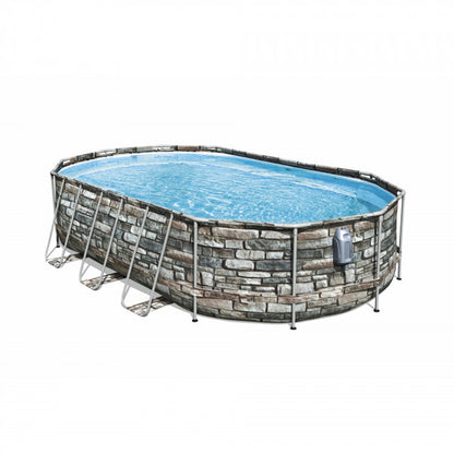 Piscina fuori terra Confort effetto piastrelle Bestway 56719 con accessori 610x366x122 cm