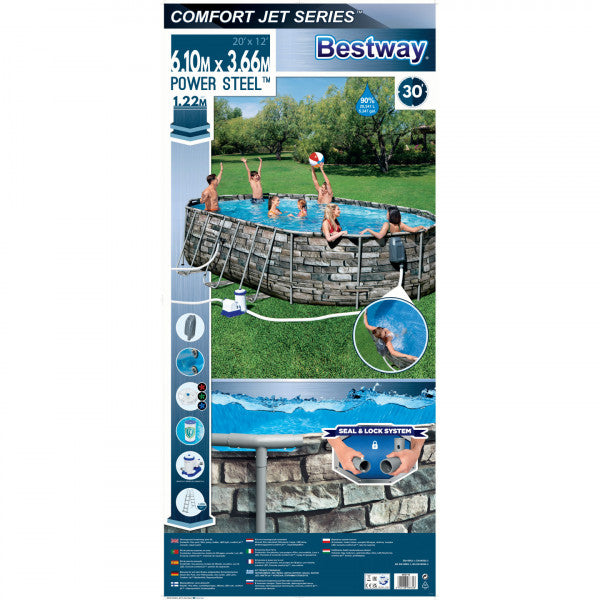 Piscina fuori terra Confort effetto piastrelle Bestway 56719 con accessori 610x366x122 cm