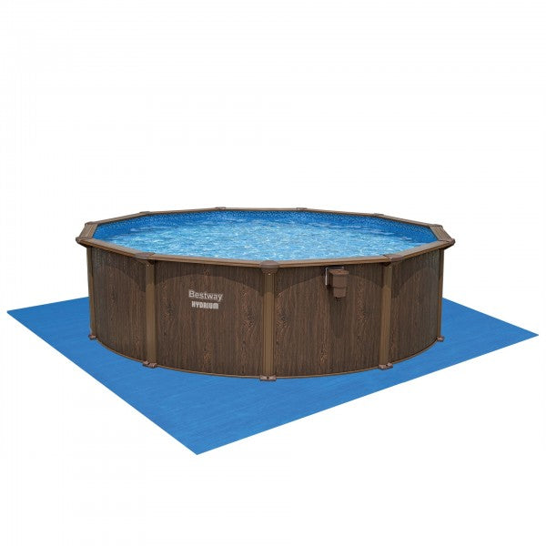 Piscina fuori terra Hydrium tonda effetto legno Bestway  561CU con accessori 490x130 cm