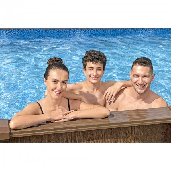 Piscina fuori terra Hydrium ovale effetto legno Bestway 561CW  con accessori 732x366x132 cm