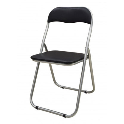 Sedia pieghevole imbottita in metallo nero
