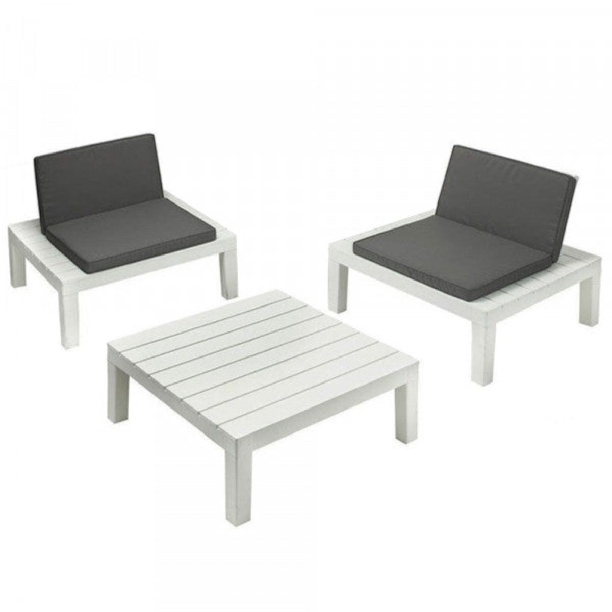 Set da giardino due poltrone e un tavolino basso effetto dogato Ipae Progarden