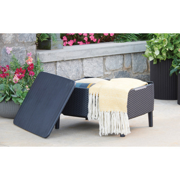 Set da giardino in rattan Keter 2 poltrone divano con tavolino grafite Salemo