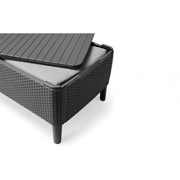Set da giardino in rattan Keter 2 poltrone divano con tavolino grafite Salemo