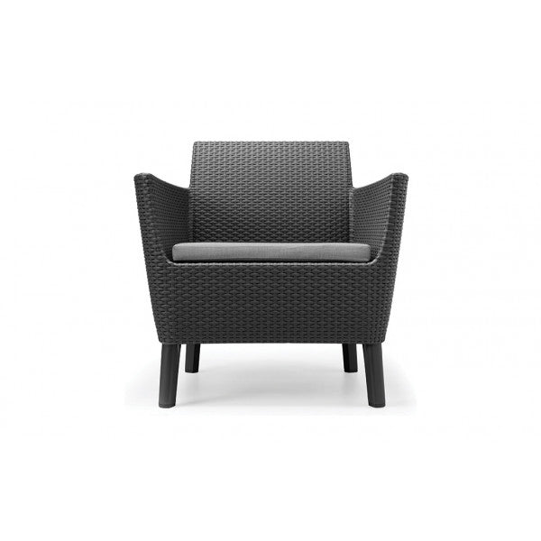 Set da giardino in rattan Keter 2 poltrone divano con tavolino grafite Salemo