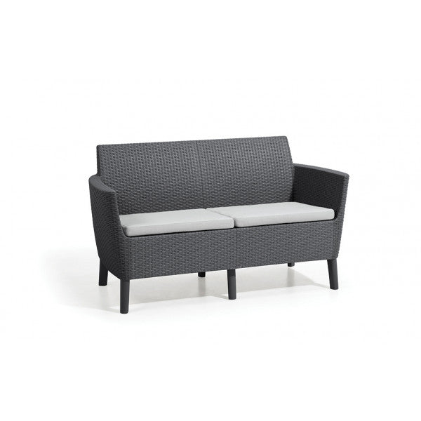 Set da giardino in rattan Keter 2 poltrone divano con tavolino grafite Salemo