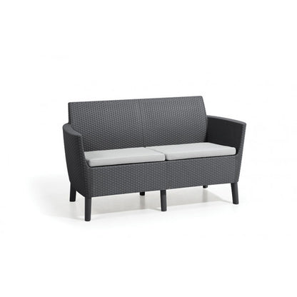 Set da giardino in rattan Keter 2 poltrone divano con tavolino grafite Salemo