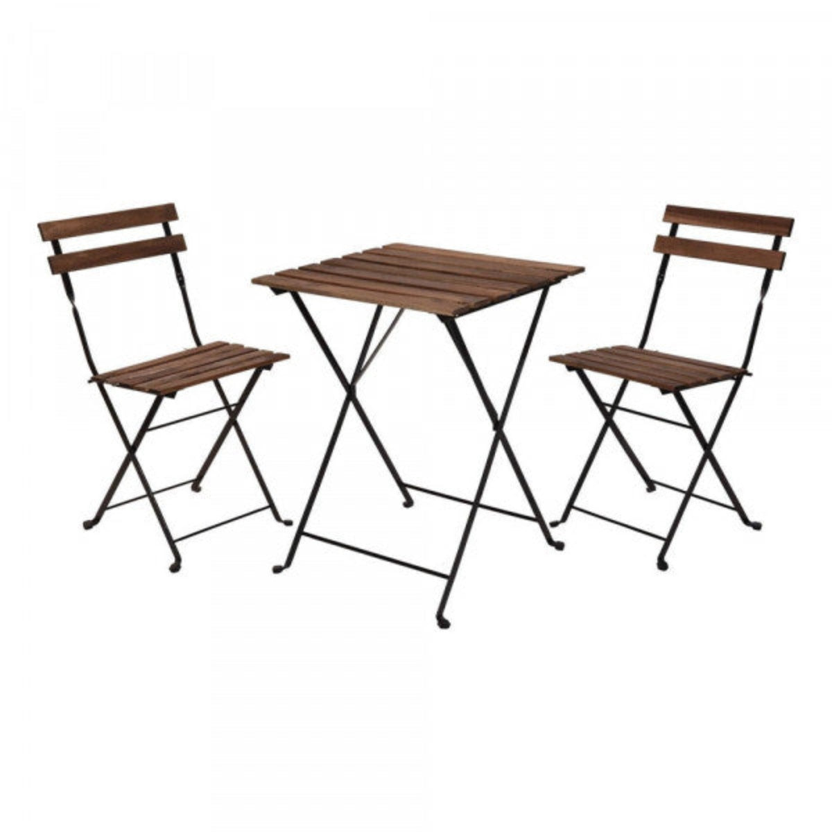 Set da giardino bistrot tavolo quadrato con due sedie pieghevoli Koopman