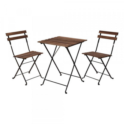 Set da giardino bistrot tavolo quadrato con due sedie pieghevoli Koopman