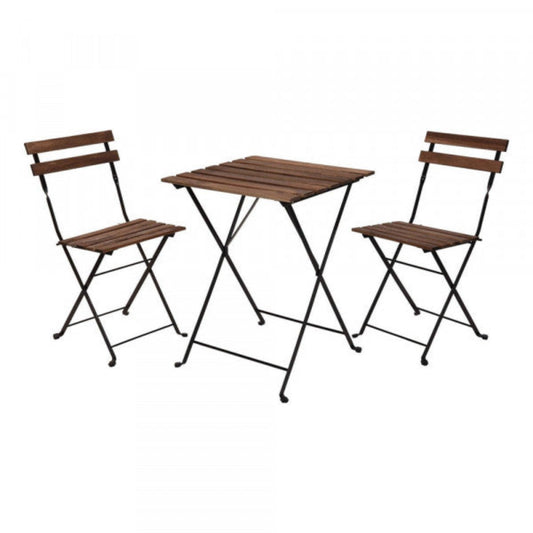 Set da giardino bistrot tavolo quadrato con due sedie pieghevoli Koopman