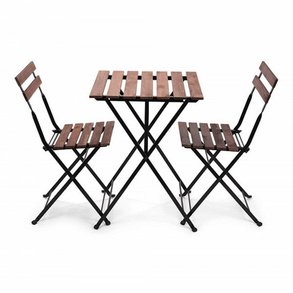 Set da giardino bistrot tavolo quadrato con due sedie pieghevoli Koopman