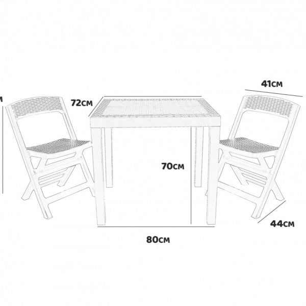 Set da giardino Poker Ipae Progarden 2 sedie pieghevoli con tavolo 80x72x70H cm