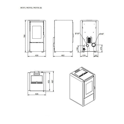 Stufa a pellet 43 x 43.5 x 77 cm Foco Petite mod. 6