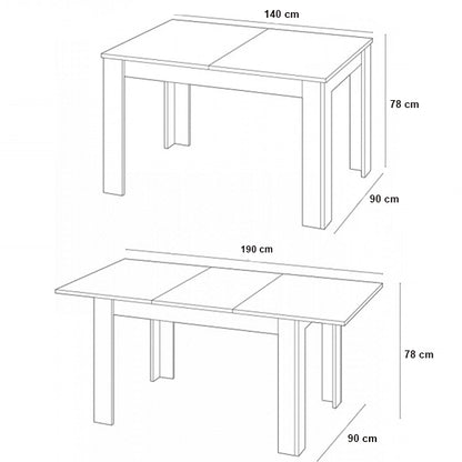 Tavolo da pranzo allungabile da 140 a 190 in rovere naturale 90 x 77 cm