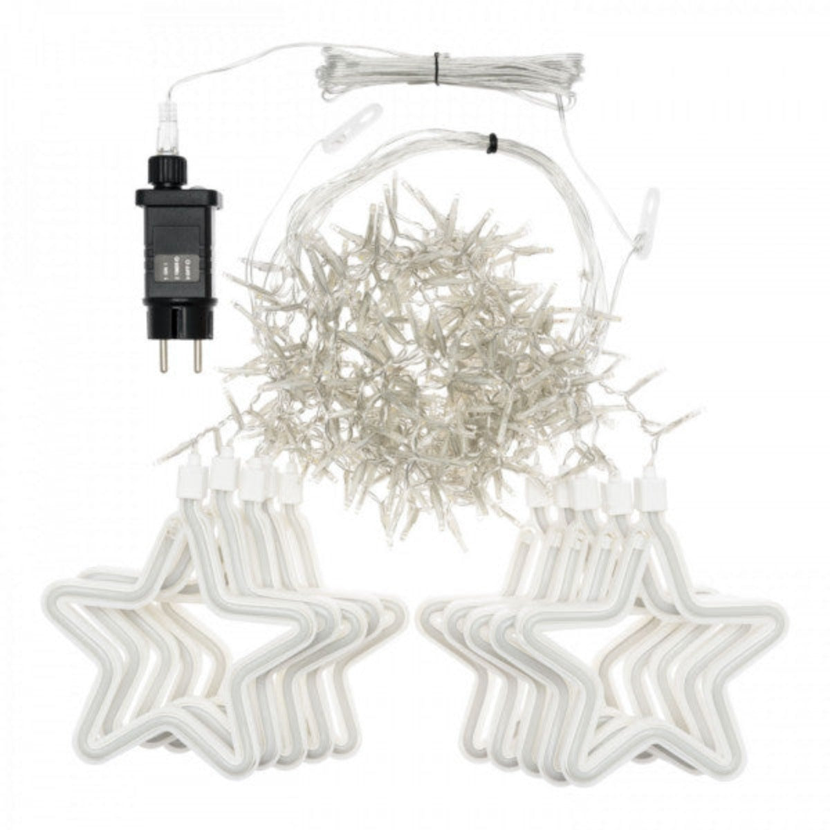 Tenda luci di Natale Ice 300x95cm 930 led bianco caldo e bianco e 10 stelle bianco caldo Lotti 68780