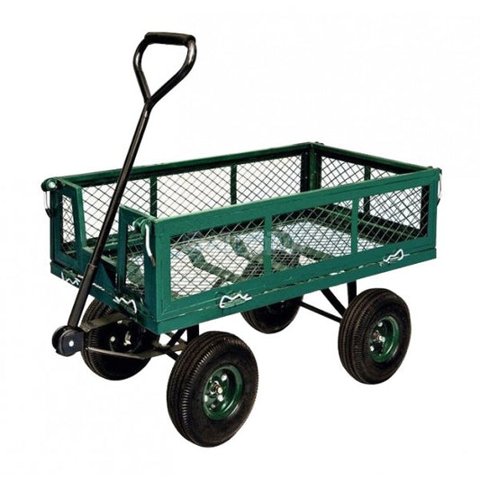 Carrello da giardino con manico pieghevole portata 200 kg verde