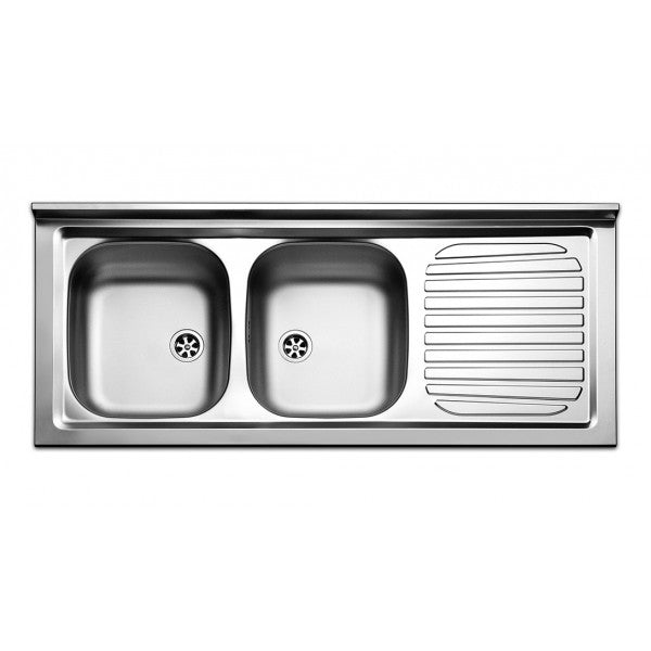 Lavello cucina inox 2 vasche con gocciolatoio a sx Apell Pisa 120x50cm lucido