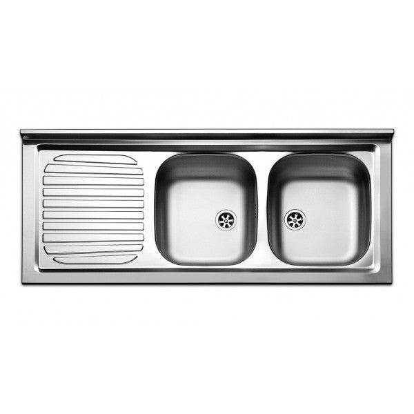 Lavello cucina inox 2 vasche con gocciolatoio a sx Apell Pisa 120x50cm lucido