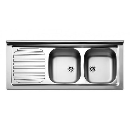 Lavello cucina inox 2 vasche con gocciolatoio a sx Apell Pisa 120x50cm lucido