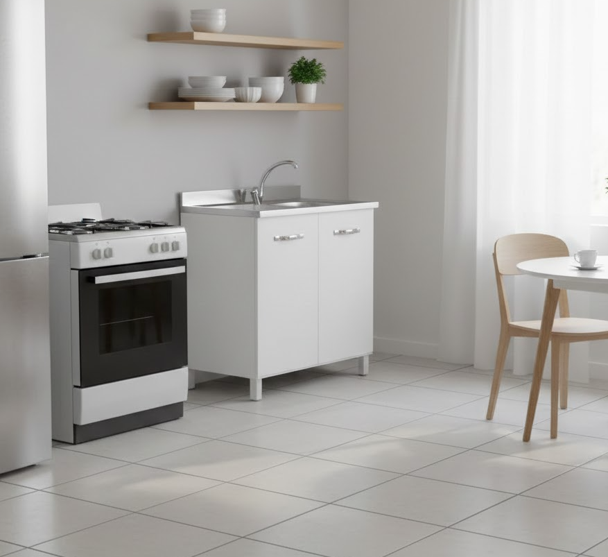 Mobile sottolavello cucina 2 ante 80 cm con lavello 1 vasca inox e miscelatore