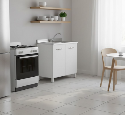 Mobile sottolavello cucina 2 ante 80 cm con lavello 1 vasca inox e miscelatore