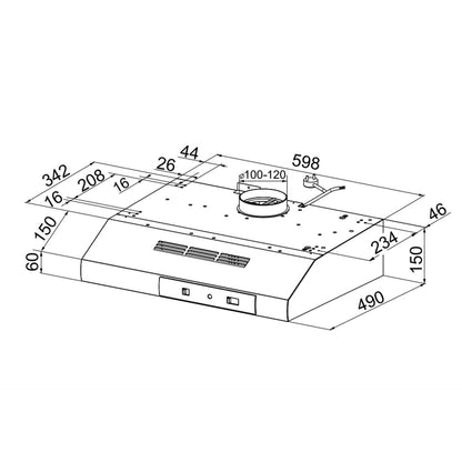 Cappa sottopensile acciaio inox 60 cm De Longhi