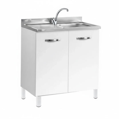 Mobile sottolavello cucina 2 ante 80 cm con lavello 1 vasca inox e miscelatore