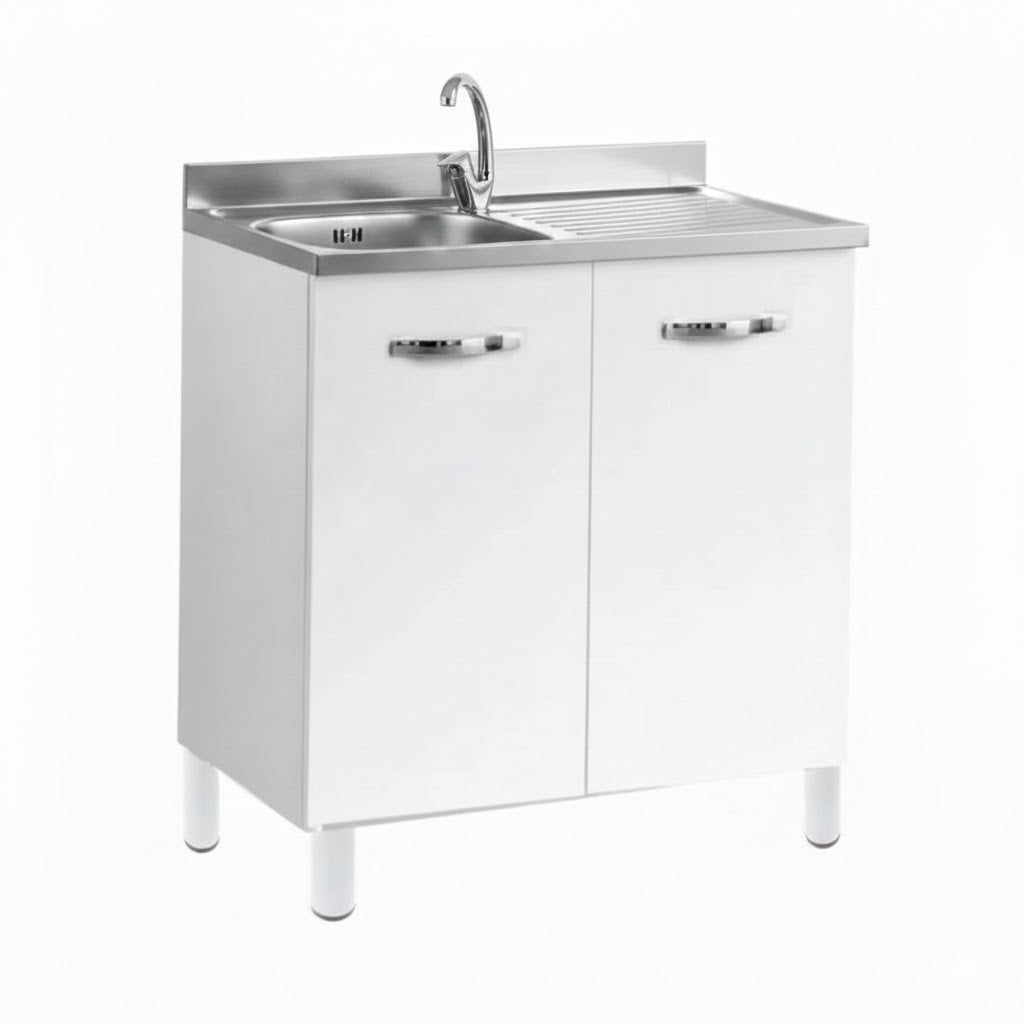 Mobile sottolavello cucina 2 ante 80 cm con lavello 1 vasca inox e miscelatore