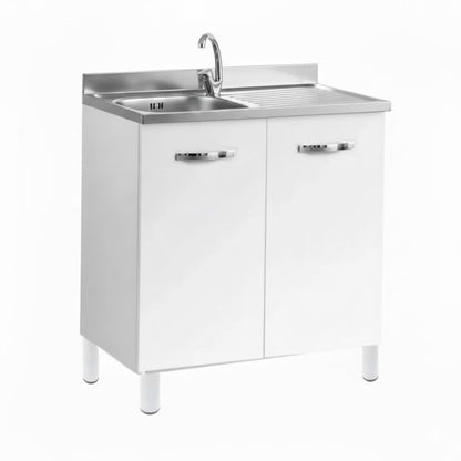 Mobile sottolavello cucina 2 ante 80 cm con lavello 1 vasca inox e miscelatore